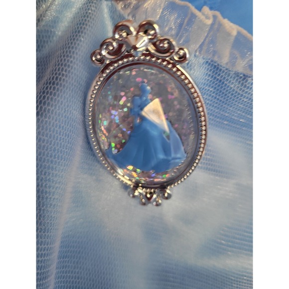 Disney Cinderella Fantasy Play Costume Dress Fits Sizes 4-6X Blue Sparkle #4 - Picture 3 of 7